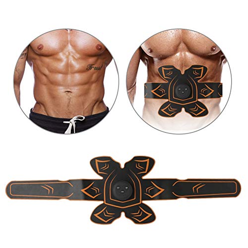 Cinturón de entrenamiento de abdominales de 6 modos de fitness, cinturón de abdominales, negro + naranja para masaje parcial Masaje en el hogar Masaje muscular Relajación muscular