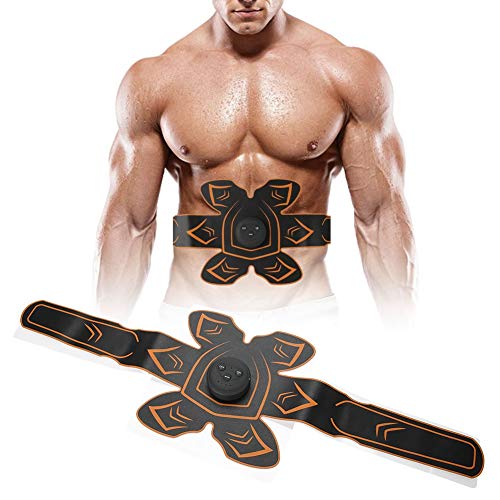 Cinturón de entrenamiento de ABS portátil y conveniente con carga USB, negro + naranja, cinturón de ejercicios para abdominales, para masaje parcial, masaje muscular, relajación muscular