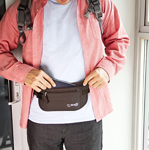 Cinturón-monedero con bloqueo RFID(Por sus siglas en inglés (Sistema de protección de lectura por radiofrecuencia))|CangureraCangurera Segura para Hombres y Mujeres de Boxiki Travel. Caben el Pasap