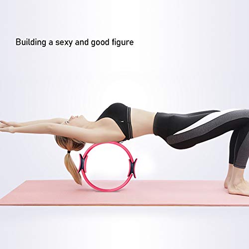 Círculos de Yoga- Anillo de Pilates de 15 Pulgadas para Equipos de Ejercicio para Mujeres Anillo de Doble asa de Pilates,Color:rosa