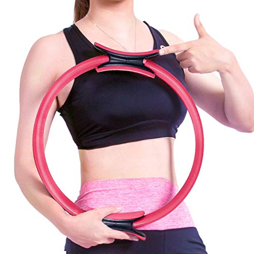 Círculos de Yoga- Anillo de Pilates de 15 Pulgadas para Equipos de Ejercicio para Mujeres Anillo de Doble asa de Pilates,Color:rosa