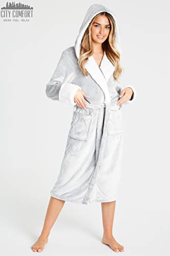 CityComfort Bata de Estar por Casa Mujer Invierno con Capucha, Ropa de Dormir Suave Material de Forro Polar, Batín Tejido Peluche Accesorios Mujer, Regalos para Mama (S, Gris De Dos Tonos) CityComfort Bata de Estar por Casa Mujer Invierno con Capucha, Ropa de Dormir Suave Material de Forro Polar, Batín Tejido Peluche Accesorios Mujer, Regalos para Mama (S, Gris De Dos Tonos)