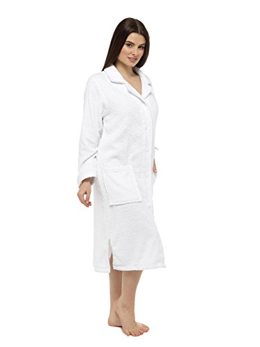 CityComfort® Toalla para mujer Botón o toalla de baño con cremallera para mujer - Albornoz grande con toalla (S, blanco)