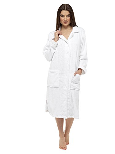 CityComfort® Toalla para mujer Botón o toalla de baño con cremallera para mujer - Albornoz grande con toalla (S, blanco)