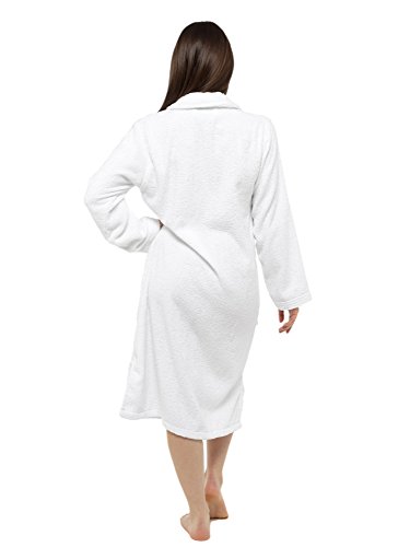 CityComfort® Toalla para mujer Botón o toalla de baño con cremallera para mujer - Albornoz grande con toalla (S, blanco)