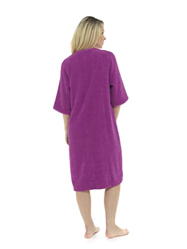 CityComfort Toalla para Mujer Botón o Toalla de baño con Cremallera para Mujer - Albornoz Grande con Toalla (XL, Cremallera de orquídea)