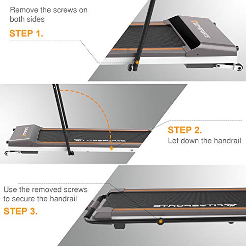 CITYSPORTS Cinta de Correr Caminar Eléctrica Caminadora Plegable Debajo del Escritorio, Cinta Plana con Control Remoto, Almacenamiento Compatible Ahorre Espacio (WP1-2)