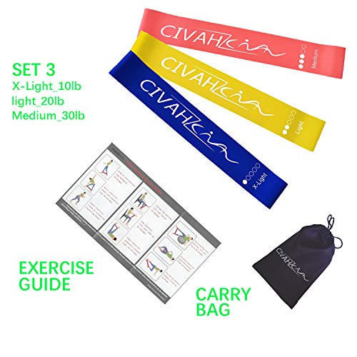 CIVAH Bandas de Resistencia látex Natural Banda de Resistencia Entrenamiento para hysical Terapia Yoga Pilates rehabilitación Deporte Fitness cinturón Set of 3 CIVAH Bandas de Resistencia látex Natural Banda de Resistencia Entrenamiento para hysical Terapia Yoga Pilates rehabilitación Deporte Fitness cinturón Set of 3