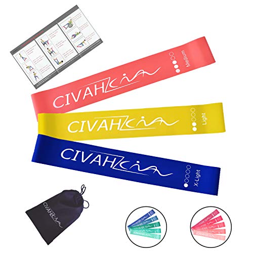 CIVAH Bandas de Resistencia látex Natural Banda de Resistencia Entrenamiento para hysical Terapia Yoga Pilates rehabilitación Deporte Fitness cinturón Set of 3 CIVAH Bandas de Resistencia látex Natural Banda de Resistencia Entrenamiento para hysical Terapia Yoga Pilates rehabilitación Deporte Fitness cinturón Set of 3