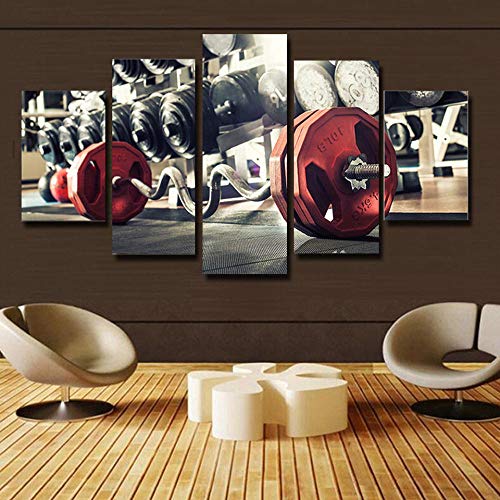 CJFHBVUQ Cuadro En Lienzo Tejido-No Tejido 5 Piezas Equipo De Gimnasio Decoración Frame Fotos 3D Ogar Casera con Marco 50X100Cm