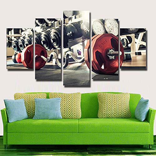 CJFHBVUQ Cuadro En Lienzo Tejido-No Tejido 5 Piezas Equipo De Gimnasio Decoración Frame Fotos 3D Ogar Casera con Marco 50X100Cm