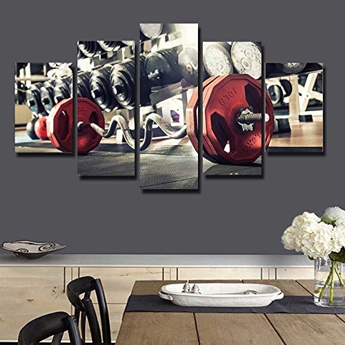 CJFHBVUQ Cuadro En Lienzo Tejido-No Tejido 5 Piezas Equipo De Gimnasio Decoración Frame Fotos 3D Ogar Casera con Marco 50X100Cm