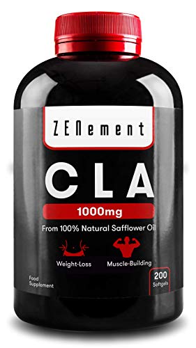 CLA - Ácido Linoleico Conjugado | 1000mg x 200 Perlas | Pérdida de peso, Crecimiento Muscular | Aceite Vegetal de Cártamo 100% Natural, sin gluten, sin transgénicos CLA - Ácido Linoleico Conjugado | 1000mg x 200 Perlas | Pérdida de peso, Crecimiento Muscular | Aceite Vegetal de Cártamo 100% Natural, sin gluten, sin transgénicos