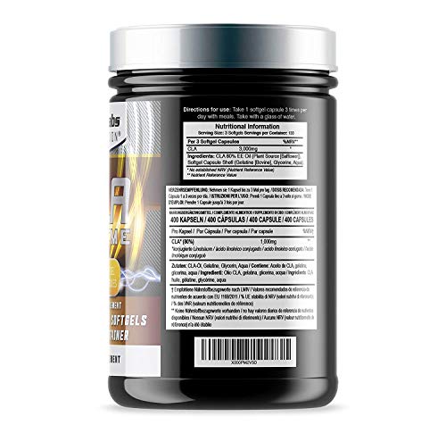 CLA Xtreme - 1000 mg x 400 cápsulas blandas | El suplemento de CLA definitivo | Ácido linoléico conjugado | Suplemento de CLA para deportistas n.º 1