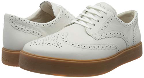 Clarks Hero Limit, Zapatos de Cordones Derby Hombre, Blanco (White Leather White Leather), 42 EU