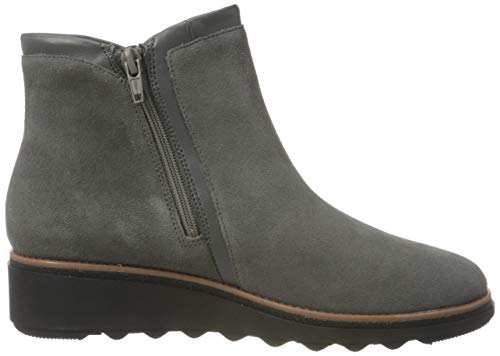 Clarks Sharon Heights, Botas Cortas al Tobillo Mujer, Ante Gris, 39 EU