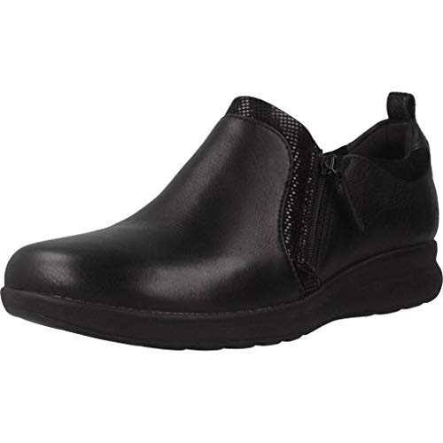 Clarks Un Adorn Zip, Mocasines para Mujer, Negro (Black Combi-), 35.5 EU