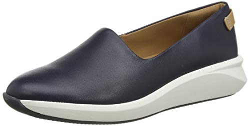 Clarks Un Rio Step, Zapatillas sin Cordones para Mujer, Azul (Navy Leather Navy Leather), 37.5 EU