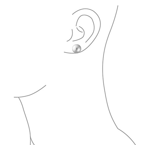 Clásico simple elegante pálido gris simulado perla bola pendientes para las mujeres 925 plata de ley 8MM Clásico simple elegante pálido gris simulado perla bola pendientes para las mujeres 925 plata de ley 8MM