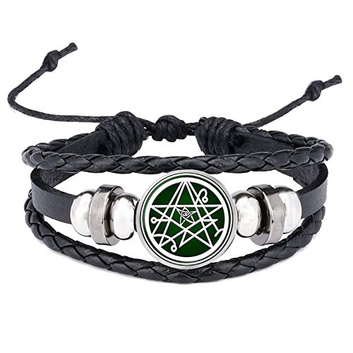 CLEARNICE Pulsera De Cuero Cthulhu Inspirada En H.P. Obedecer The Cthulhu H.P Black Multilayers Charm Bracelets Lovecraft Jewelry