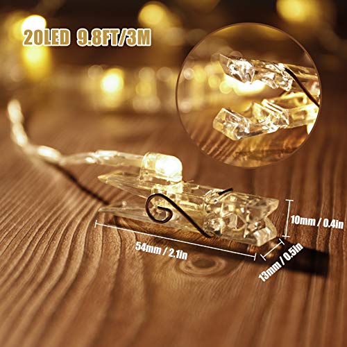 Clip Cadena de Luces LED 3 Metros 20 LED Fotoclips Guirnalda de Luces para Colgar Fotos, Notas, Memos Ideal para Decoración de Hogar, Pared, Navidad, Fiesta, Boda (Blanco Cálido) Clip Cadena de Luces LED 3 Metros 20 LED Fotoclips Guirnalda de Luces para Colgar Fotos, Notas, Memos Ideal para Decoración de Hogar, Pared, Navidad, Fiesta, Boda (Blanco Cálido)