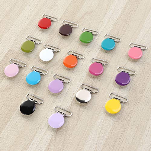 Clips redondos para chupetes metálicos para manualidades, ropa, jarretales con pinzas para coser para chupetes, baberos, baberos, anillos de dentición, portagrapas, 17 unidades