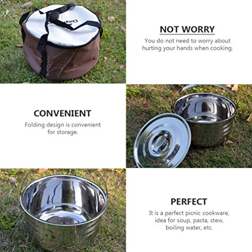 CLISPEED 4Pcs Camping Cookware Mess Kit Equipo de Mochilero Portátil Sartén de Hierro Fundido Equipo de Cocina de Senderismo Cookset para Acampar Al Aire Libre Senderismo Picnic