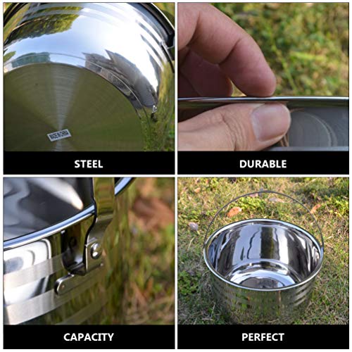 CLISPEED 4Pcs Camping Cookware Mess Kit Equipo de Mochilero Portátil Sartén de Hierro Fundido Equipo de Cocina de Senderismo Cookset para Acampar Al Aire Libre Senderismo Picnic