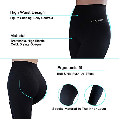 CLOSKIN Mallas de Mujer Pantalones Deportivos Mallas con Cintura Alta Pantalones Yoga Sexy Pantalones Compresión Fitness Pantalones Opacos