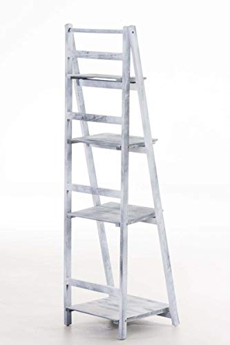 CLP Estantería Escalera Plegable Kirsten En Estilo Rústico I Estantería Librería De Madera con 4 Estantes, Color:Gris CLP Estantería Escalera Plegable Kirsten En Estilo Rústico I Estantería Librería De Madera con 4 Estantes, Color:Gris