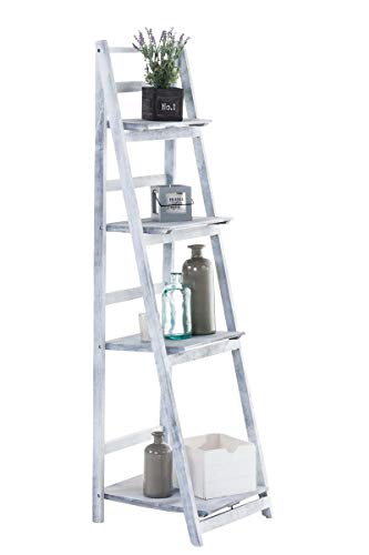 CLP Estantería Escalera Plegable Kirsten En Estilo Rústico I Estantería Librería De Madera con 4 Estantes, Color:Gris CLP Estantería Escalera Plegable Kirsten En Estilo Rústico I Estantería Librería De Madera con 4 Estantes, Color:Gris