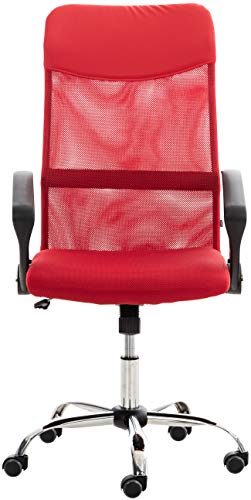 CLP Silla De Oficina Washington Tapizada En Red I Silla De Ordenador Ergonómica & con Ruedas I Silla De Escritorio Moderna I Color:, Color:Rojo