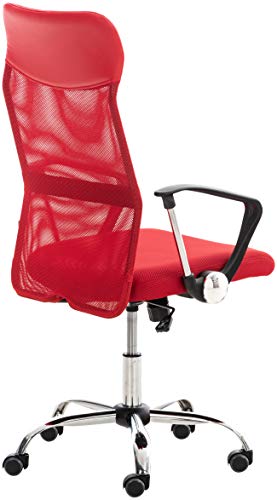 CLP Silla De Oficina Washington Tapizada En Red I Silla De Ordenador Ergonómica & con Ruedas I Silla De Escritorio Moderna I Color:, Color:Rojo