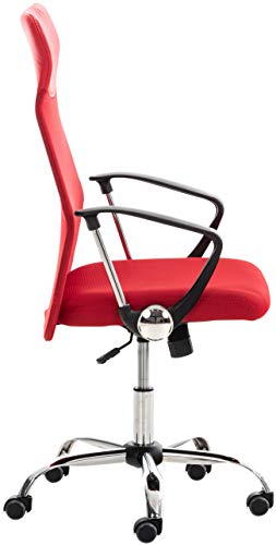 CLP Silla De Oficina Washington Tapizada En Red I Silla De Ordenador Ergonómica & con Ruedas I Silla De Escritorio Moderna I Color:, Color:Rojo