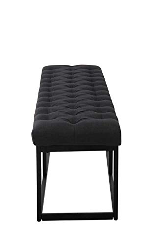 CLP Taburete Pie De Cama Amun Tapizado En Tela | Banco Recibidor Estilo Chesterfield | Banco De Salón con Base De Metal Negro I Color:, Color:Negro, Tamaño:150 cm