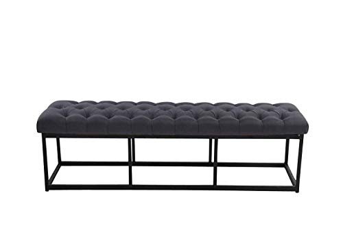 CLP Taburete Pie De Cama Amun Tapizado En Tela | Banco Recibidor Estilo Chesterfield | Banco De Salón con Base De Metal Negro I Color:, Color:Negro, Tamaño:150 cm CLP Taburete Pie De Cama Amun Tapizado En Tela | Banco Recibidor Estilo Chesterfield | Banco De Salón con Base De Metal Negro I Color:, Color:Negro, Tamaño:150 cm