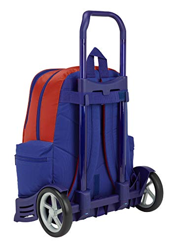 Club Atlético de Madrid Atlético de Madrid Mochila con Carro Ruedas Evolution, Trolley Equipaje para niños, Rojo, 44 cm