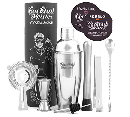 CocktailMeister Juego de coctelera de primera calidad, juego de coctelera profesional, ideal para el hogar o el bar