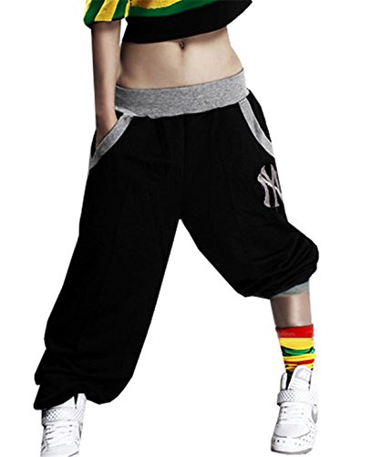 COCO clothing Pantalones Mujer Hip Hop Moda Amantes Harem Holgada Hippie Deportivas Bombachos Verano (Negro, m)