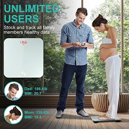 Cocoda Bascula de Baño, Báscula Digital Corporal Bluetooth con APP para Andriod/iOS & Pantalla LED Fácil Leer, BMI Balanza Electronica, Peso Baño Step-on con Vidrio Templado Resistente (180kg) Cocoda Bascula de Baño, Báscula Digital Corporal Bluetooth con APP para Andriod/iOS & Pantalla LED Fácil Leer, BMI Balanza Electronica, Peso Baño Step-on con Vidrio Templado Resistente (180kg)