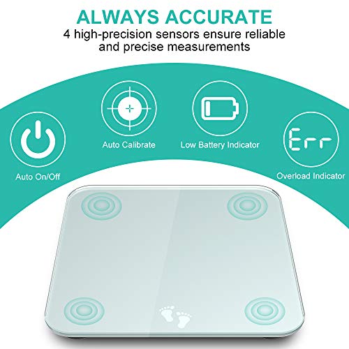 Cocoda Bascula de Baño, Báscula Digital Corporal Bluetooth con APP para Andriod/iOS & Pantalla LED Fácil Leer, BMI Balanza Electronica, Peso Baño Step-on con Vidrio Templado Resistente (180kg) Cocoda Bascula de Baño, Báscula Digital Corporal Bluetooth con APP para Andriod/iOS & Pantalla LED Fácil Leer, BMI Balanza Electronica, Peso Baño Step-on con Vidrio Templado Resistente (180kg)
