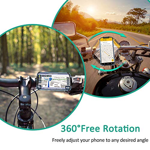 Cocoda Soporte Movil Bici, Universal Soporte Móvil Moto Bicicleta, 360° Rotación Ajustable Porta Teléfono Motocicleta, Compatible con iPhone 12 Pro Max/12 Mini/11 Pro MAX/XS MAX/XR, Samsung y Más