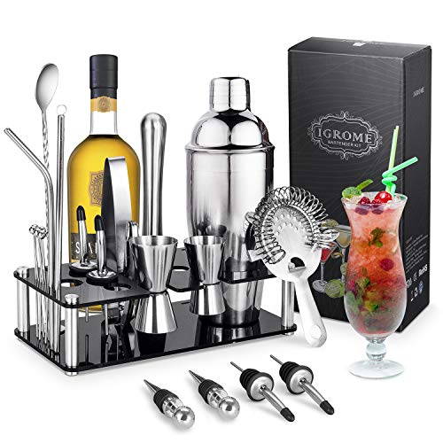 Coctelera de Cóctel 750 ml,Cocktail Shaker Set en Acero Inoxidable Kit Cocktail 16PCS para Vino,Boston,Bebida,Bar,Fiesta,Regalo de Familia