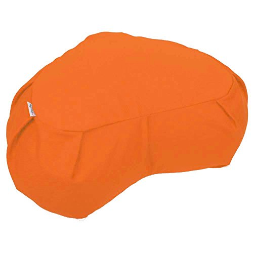 Cojín de meditación con forma de media luna para yoga, meditación y pilates, funda lavable, relleno de cáscara de espelta, adecuado para principiantes y expertos, color naranja