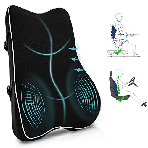 Cojin Lumbar Silla Oficina,Cojín Silla Con Espuma Viscoelástica,Respaldo Lumbar Espalda Ergonómico para Soporte Lumbar,Alivio de Dolor y Fatiga de Espalda,Almohada Lumbar para Automóvil, Silla Oficina