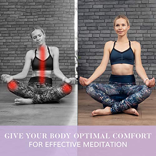 Cojin Yoga Zafu Meditación - Cojín de Suelo Beige para la Práctica de la Meditación - Accesorio Yoga para Mujer - Cojín Meditación Azul con Trigo y con Aroma a Yoga