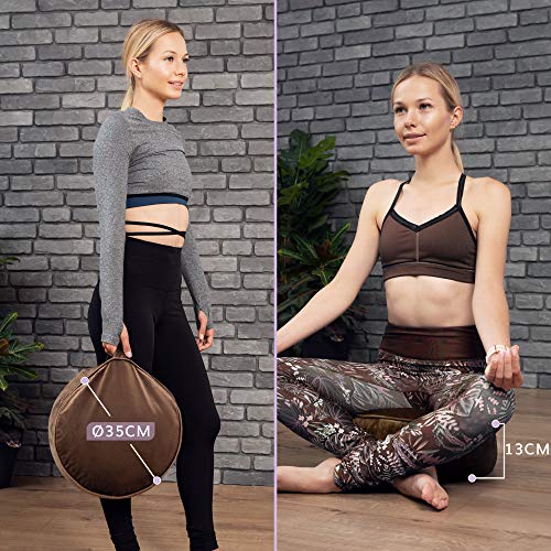 Cojin Yoga Zafu Meditación - Cojín de Suelo Marrón para la Práctica de la Meditación - Accesorio Yoga para Mujer - Cojín Meditación Azul con Trigo y con Aroma a Yoga Cojin Yoga Zafu Meditación - Cojín de Suelo Marrón para la Práctica de la Meditación - Accesorio Yoga para Mujer - Cojín Meditación Azul con Trigo y con Aroma a Yoga