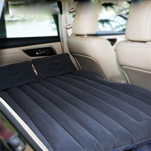 Colchón Inflable Coche SUV Multifuncional Plegable Cama Inflable para Asiento Trasero de Coche con Bomba de Aire Eléctrica + 2 Almohadas Sofá Hinchable con Inflador de Auto Negro (A, negro)