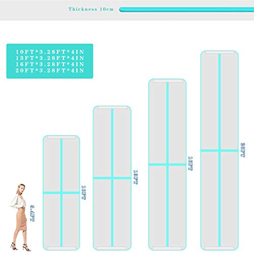 Colchoneta de Gimnasia Airtrack 3M 4M 5M 6M 8M, Alfombrilla de Gimnasio Tumbling, Pista de Aire colchonetas para Saltar, Entrenamiento Tapete de Yoga, Colchonetas de Ejercicio (4 * 1 * 0.2M, Green)