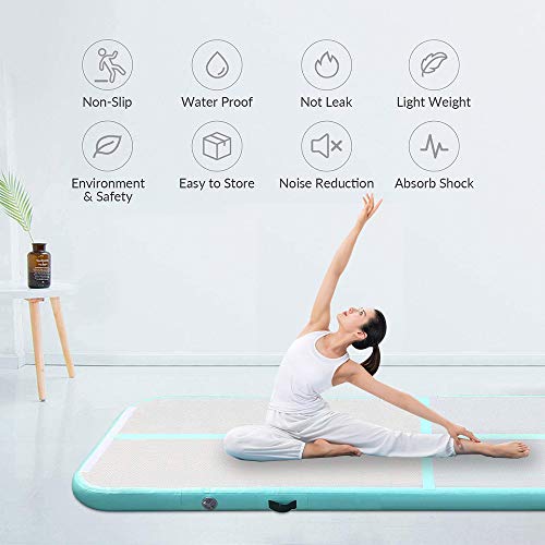 Colchoneta de Gimnasia Airtrack 3M 4M 5M 6M 8M, Alfombrilla de Gimnasio Tumbling, Pista de Aire colchonetas para Saltar, Entrenamiento Tapete de Yoga, Colchonetas de Ejercicio (4 * 1 * 0.2M, Green)